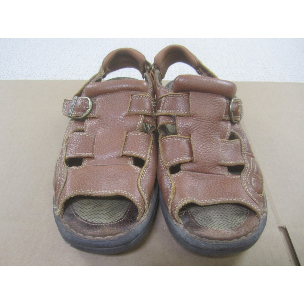 Earth Shoe Sandals‎ Mens 10.5 Brown Leather Open Toe Fisherman Shoes